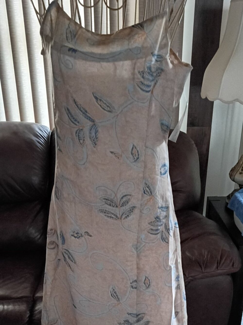 NWT/Trendy spaghetti strap dress. Size medium. Tan & Blue